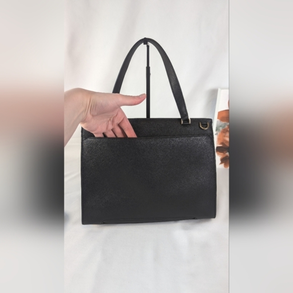 Michael Kors Essex Satchel Black Saffiano Leather Laptop Bag Briefcase Crossbody - Picture 4 of 16
